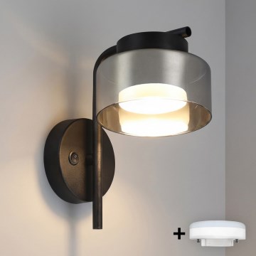 Brilagi - LED RGB+CCT dimmbare Wandleuchte AURA LUX 1xGX53/14W/230V 2700-6500K Wi-Fi Tuya schwarz/rauchfarben