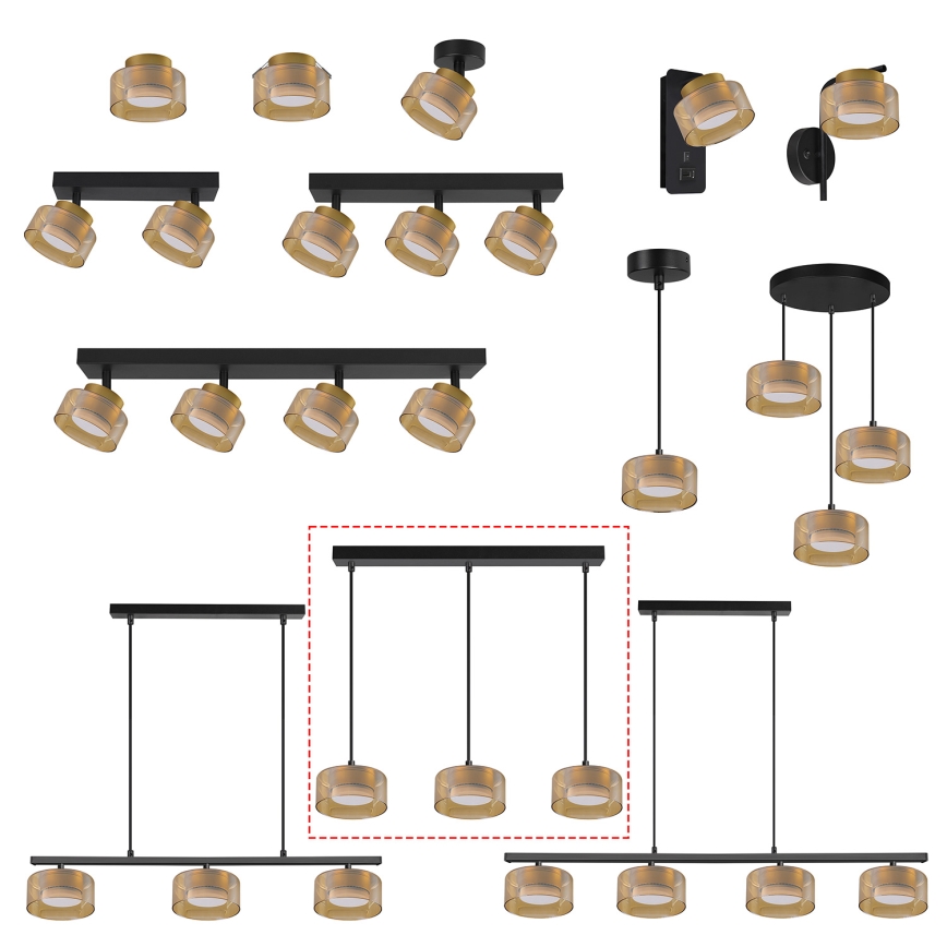 Brilagi - LED RGB+CCT dimmbare Hängeleuchte mit Seilaufhängung AURA LUX 3xGX53/14W/230V 2700-6500K Wi-Fi Tuya schwarz/gold