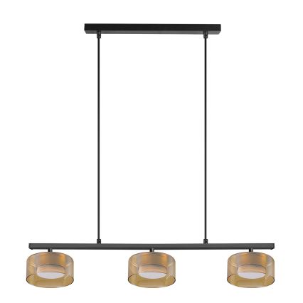 Brilagi - LED RGB+CCT dimmbare Pendelleuchte mit Drahtseilaufhängung AURA LUX 3xGX53/14W/230V 2700-6500K Wi-Fi Tuya schwarz/gold