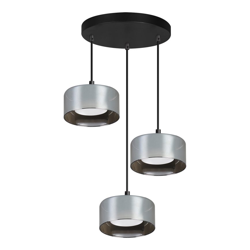 Brilagi - AURA LUX LED RGB+CCT dimmbare Pendelleuchte mit Stahlseilaufhängung 3xGX53/14W/230V 2700-6500K Wi-Fi Tuya schwarz/rauchgrau