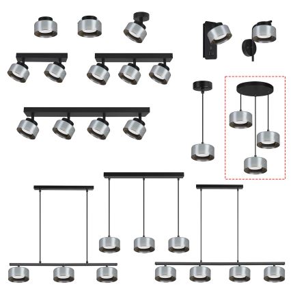 Brilagi - AURA LUX LED RGB+CCT dimmbare Pendelleuchte mit Stahlseilaufhängung 3xGX53/14W/230V 2700-6500K Wi-Fi Tuya schwarz/rauchgrau