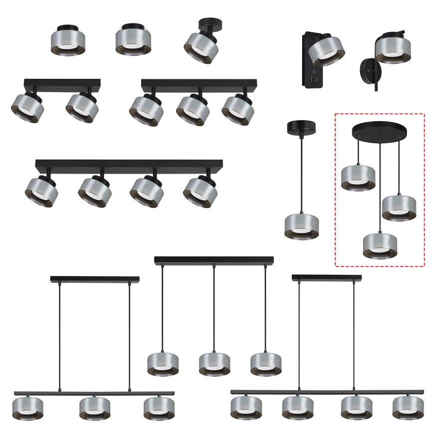 Brilagi - AURA LUX LED RGB+CCT dimmbare Pendelleuchte mit Stahlseilaufhängung 3xGX53/14W/230V 2700-6500K Wi-Fi Tuya schwarz/rauchgrau