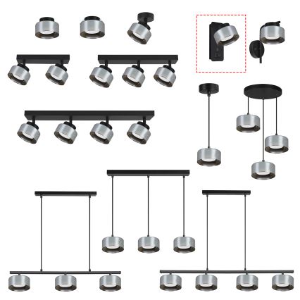 Brilagi - LED RGB+CCT dimmbare Wandleuchte mit USB-Anschluss AURA LUX 1xGX53/14W/230V 2700-6500K Wi-Fi Tuya schwarz/rauchgrau