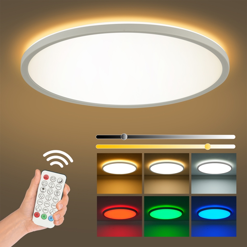 Brilagi - Dimmbare LED-RGBW-Deckenleuchte ULTRA SLIM LED/18W/230V 2700-6500K d 30 cm weiß + Fernbedienung