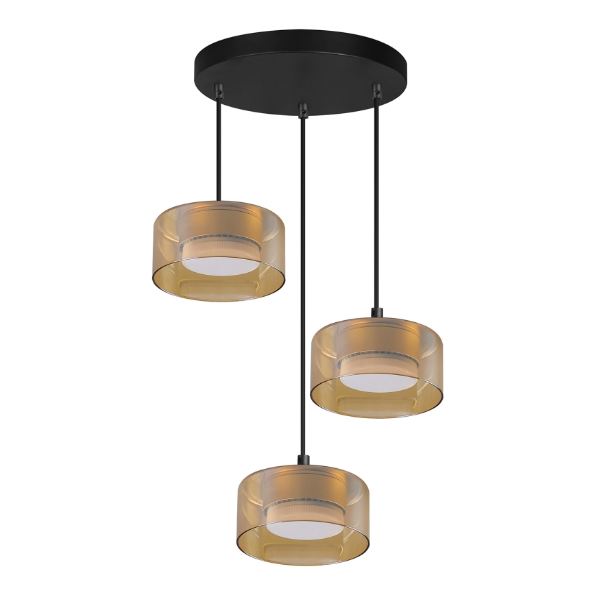 Brilagi - LED RGB+CCT dimmbare Pendelleuchte mit Seilaufhängung AURA LUX 3xGX53/14W/230V 2700-6500K Wi-Fi Tuya schwarz/gold