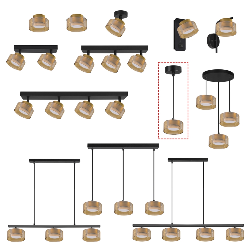 Brilagi - LED RGB+CCT, dimmbare Hängeleuchte mit Seilaufhängung AURA LUX 1xGX53/14W/230V 2700-6500K Wi-Fi Tuya schwarz/gold