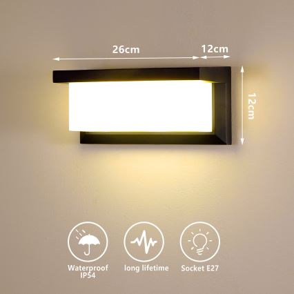 Brilagi - Lampada da parete per esterni LED RGBW dimmerabile BRICKY 1xE27/9W/230V 2700-6500K IP54 nera