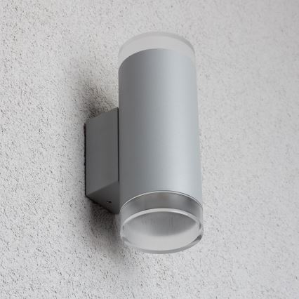 Brilagi - Applique murale LED RGBW dimmable d'extérieur MATERA 2x GU10/6W/230V 3000K IP54 gris + télécommande