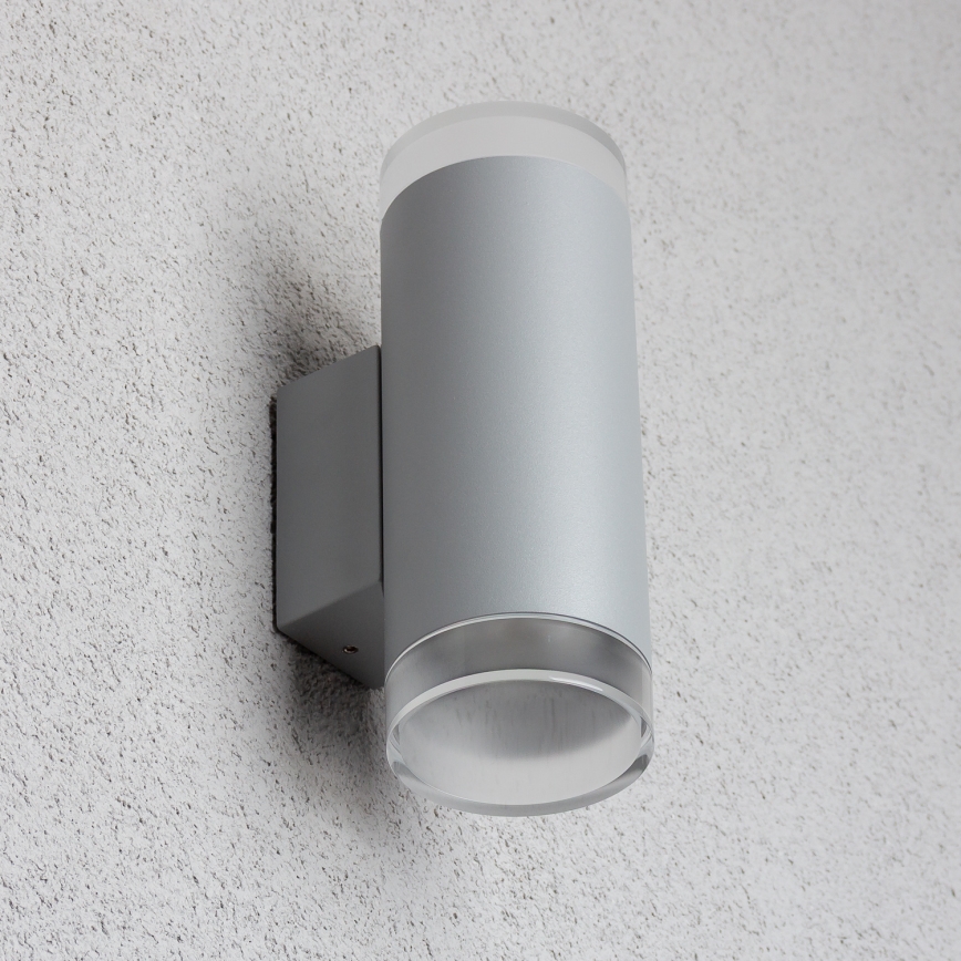 Brilagi - Applique murale LED RGBW dimmable d'extérieur MATERA 2x GU10/6W/230V 3000K IP54 gris + télécommande