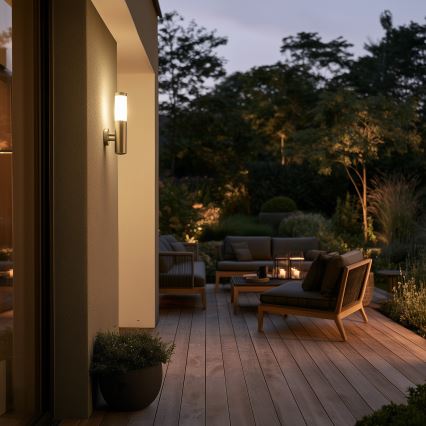 BRILAGI - LED RGBW dimmbare Außen-Wandleuchte ELIA 1xE27/6,5W/230V 2700-6500K IP44 Wi-Fi mattchrom