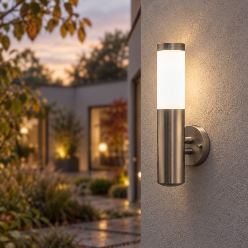 BRILAGI - LED RGBW dimmbare Außen-Wandleuchte ELIA 1xE27/6,5W/230V 2700-6500K IP44 Wi-Fi mattchrom
