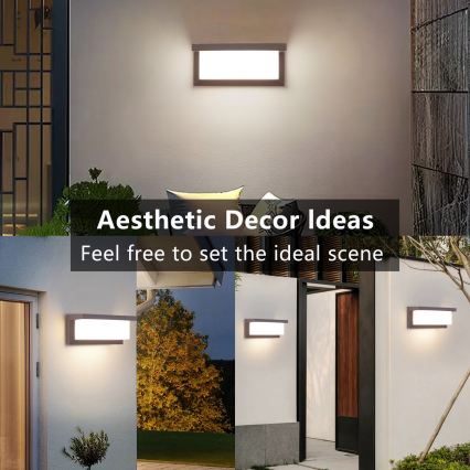 Brilagi - LED RGBW dimmbare Außenwandleuchte BRICKY 1xE27/15W/230V 2700-6500K IP54 braun