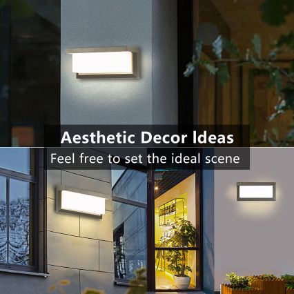 Brilagi - LED RGBW dimmbare Außen-Wandleuchte BRICKY 1xE27/15W/230V 2700-6500K IP54 grau