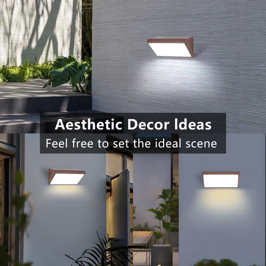 Brilagi - LED RGBW dimmbare Außenwandleuchte TRIANGLE 1xE27/15W/230V 2700-6500K IP65 braun