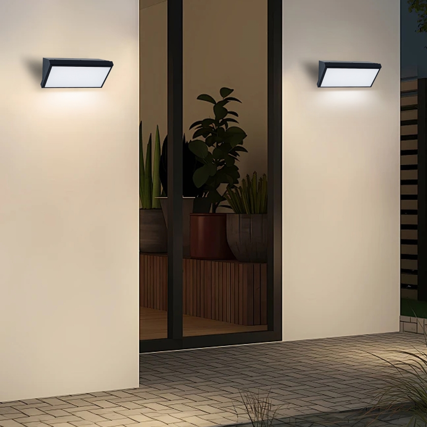 Brilagi - LED RGBW dimmbare Außenwandleuchte TRIANGLE 1xE27/15W/230V 2700–6500K IP65 schwarz