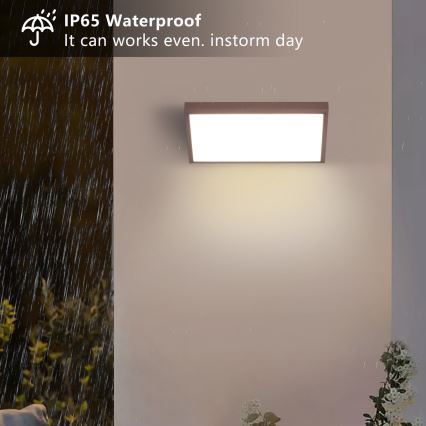 Brilagi - LED RGBW dimmbare Außenwandleuchte TRIANGLE 1xE27/9W/230V 2700-6500K IP65 braun
