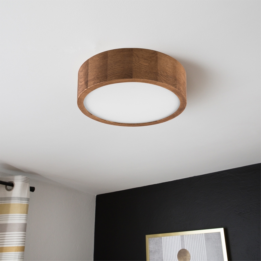 Brilagi - Plafonnier LED RGBW dimmable CARVALHO 1xE27/9W/230V 2700-6500K Wi-Fi chêne Ø 27,5 cm