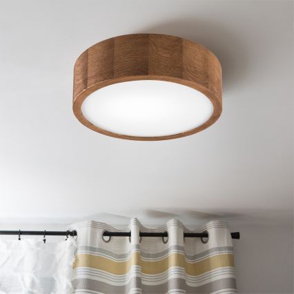 Brilagi - Plafonnier LED RGBW dimmable CARVALHO 1xE27/9W/230V 2700-6500K Wi-Fi chêne Ø 27,5 cm