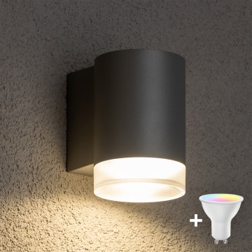 Brilagi - LED RGBW, dimmbar, Außen-Wandleuchte MATERA 1xGU10/4,8W/230V 3000K IP54 grau + Fernbedienung