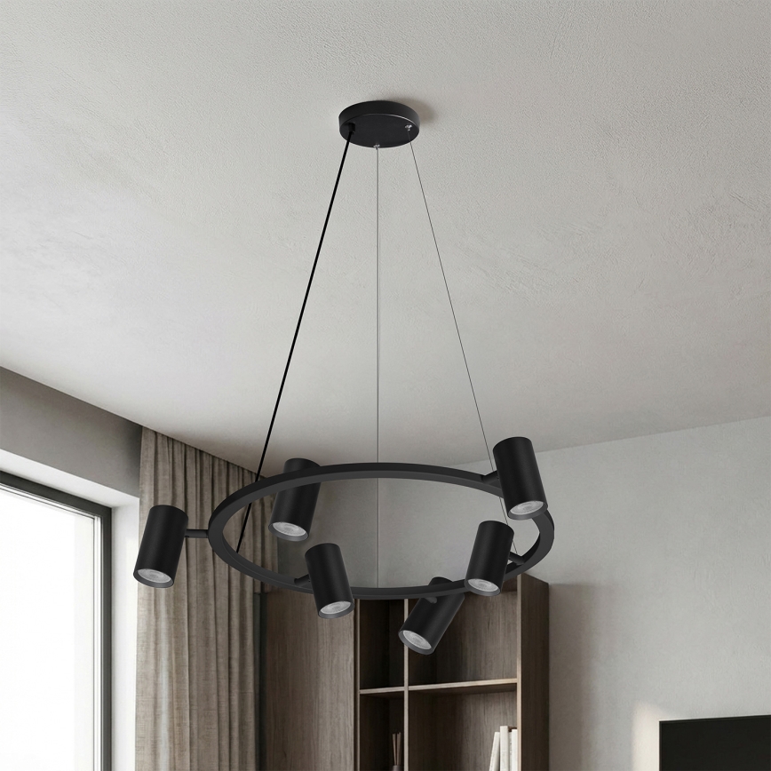 Brilagi - LED RGBW, dimmbare seilabhängige Hängeleuchte SELE 6xGU10/6,5W/230V 2700-6500K schwarz + Fernbedienung