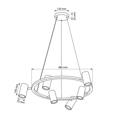 Brilagi - LED RGBW, dimmbare seilabhängige Hängeleuchte SELE 6xGU10/6,5W/230V 2700-6500K schwarz + Fernbedienung