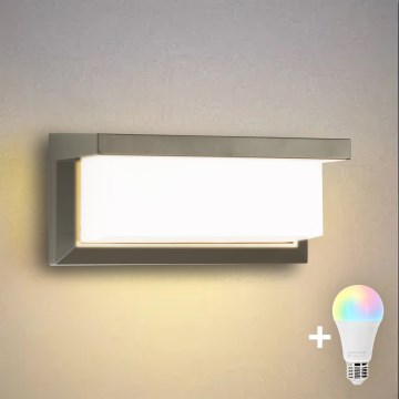 Brilagi - LED RGBW dimmbare Außen-Wandleuchte BRICKY 1xE27/15W/230V 2700-6500K IP54 grau
