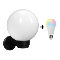 Brilagi - LED RGBW dimmbare Außenwandleuchte HARBOR 1xE27/9W/230V 2700-6500K IP33 schwarz/weiß