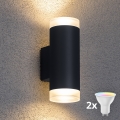 Brilagi - LED RGBW dimmbare Außenwandleuchte MATERA 2xGU10/4,8W/230V 3000K IP54 anthrazit + Fernbedienung