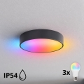 BRILAGI - LED RGBW dimmbare Badezimmer-Deckenleuchte CLARE 3xE27/12W/230V Ø 40 cm Anthrazit IP54