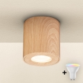 Brilagi - LED RGBW dimmbare Badezimmerleuchte MIA 1xGU10/4,8W/230V 3000K 84x80 mm Eichen-Dekor IP44 + Fernbedienung