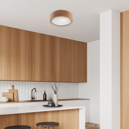 Brilagi - LED RGBW dimmbare Deckenleuchte CARVALHO 1xE27/15W/230V 2700-6500K Wi-Fi Eiche Ø 27,5 cm