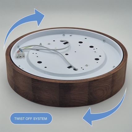 Brilagi - LED RGBW dimmbare Deckenleuchte CARVALHO 2xE27/15W/230V 2700-6500K Wi-Fi Eiche Ø 37,5 cm