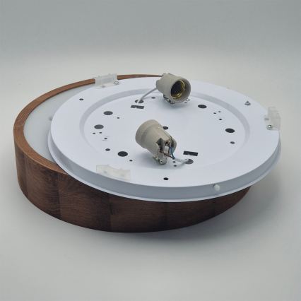 Brilagi - LED RGBW dimmbare Deckenleuchte CARVALHO 2xE27/15W/230V 2700-6500K Wi-Fi Eiche Ø 37,5 cm