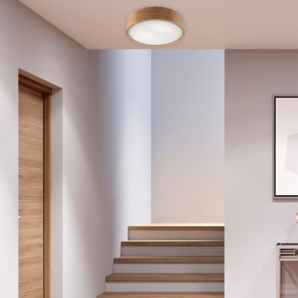 Brilagi - LED RGBW dimmbare Deckenleuchte CARVALHO 2xE27/15W/230V 2700-6500K Wi-Fi Eiche Ø 37,5 cm