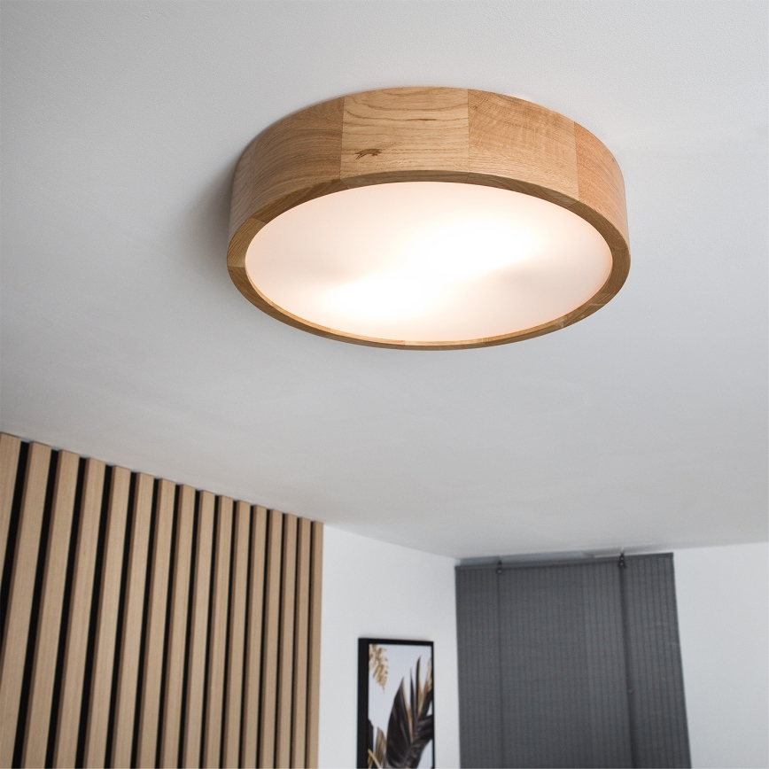 Brilagi - LED RGBW dimmbare Deckenleuchte CARVALHO 2xE27/15W/230V 2700-6500K Wi-Fi Eiche Ø 37,5 cm