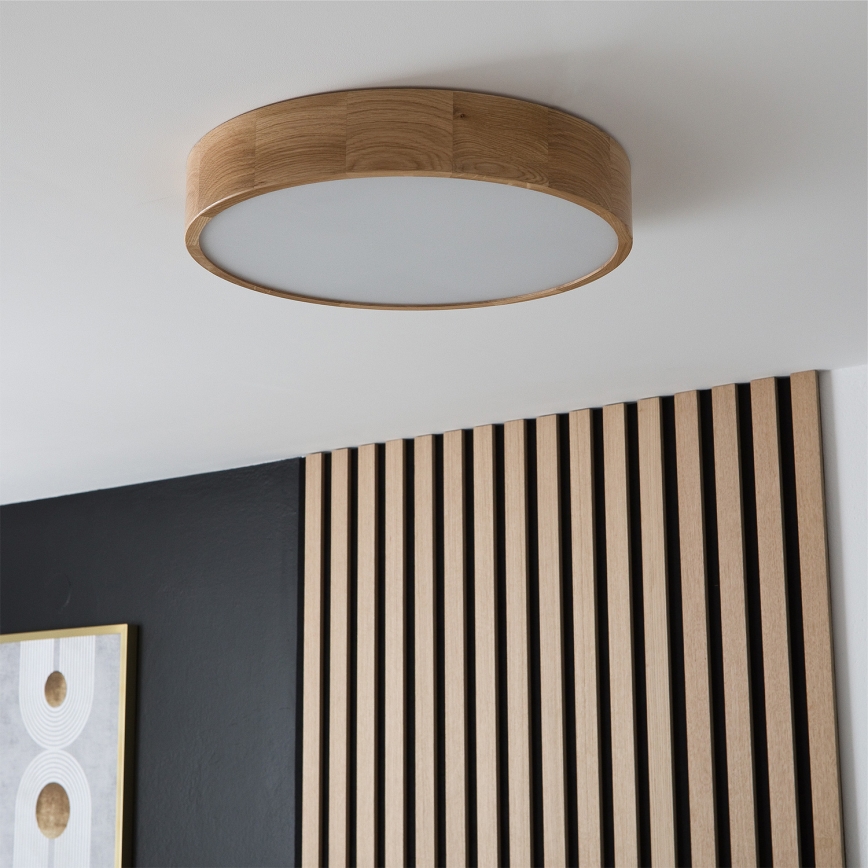 Brilagi - LED RGBW dimmbare Deckenleuchte CARVALHO 3xE27/15W/230V 2700-6500K Wi-Fi Eiche Ø 47,5 cm