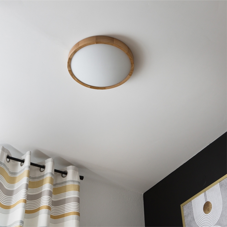 Brilagi - LED RGBW dimmbare Deckenleuchte CARVALHO SLIM 2xE27/9W/230V 2700-6500K Wi-Fi Eiche Ø 37 cm