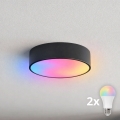 Brilagi - LED RGBW dimmbare Deckenleuchte CLARE 2xE27/9W/230V 2700–6500K Ø 30 cm Wi-Fi schwarz