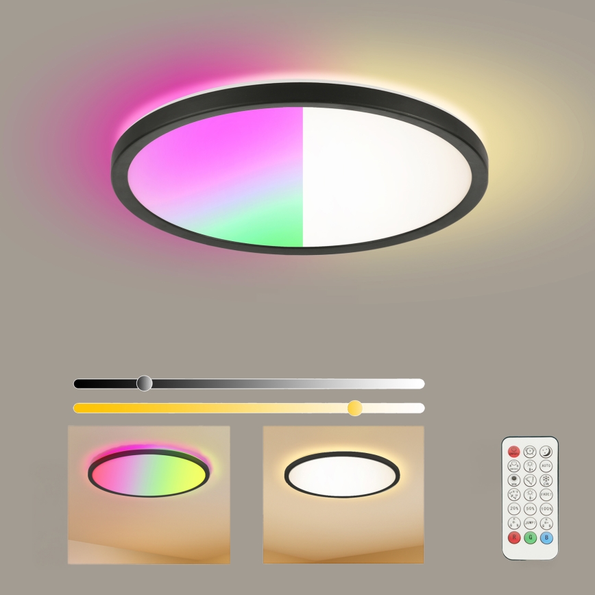 Brilagi - LED RGBW dimmbare Deckenleuchte ULTRA SLIM LED/18W/230V 2700-6500K Ø 30 cm schwarz + Fernbedienung