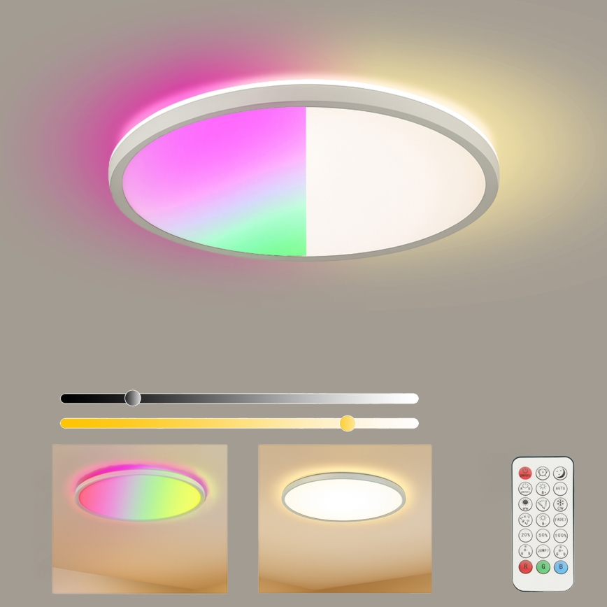 Brilagi - LED RGBW dimmbare Deckenleuchte ULTRA SLIM LED/18W/230V 2700-6500K Ø 30 cm weiß + Fernbedienung