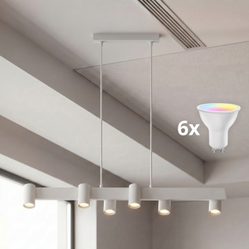 Brilagi - LED RGBW dimmbare Pendelleuchte an Kabel SELE 6xGU10/6,5W/230V 2700-6500K weiß + Fernbedienung