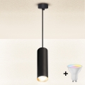 Brilagi - LED RGBW dimmbare Pendelleuchte mit Seilabhängung SELE 1xGU10/6W/230V 3000K schwarz/gold + Fernbedienung