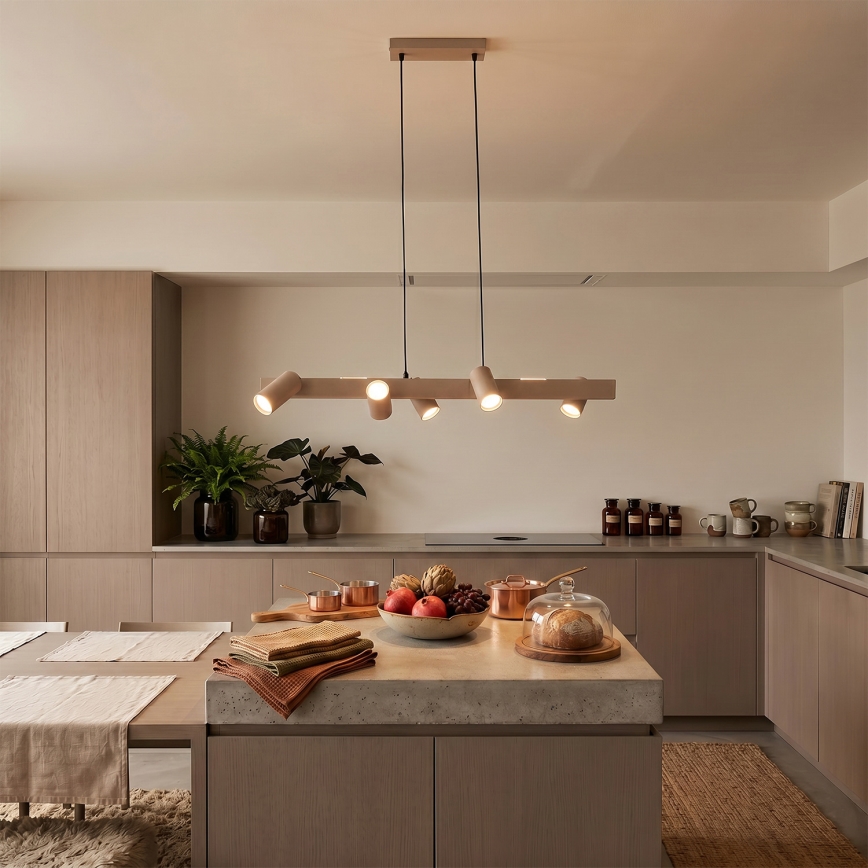 Brilagi - LED RGBW dimmbare Seilpendelleuchte SELE 6xGU10/6,5W/230V 2700-6500K beige + Fernbedienung