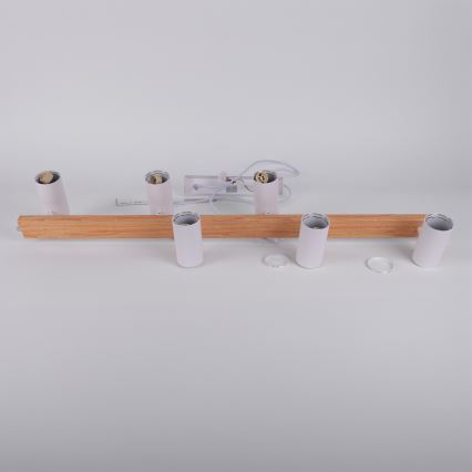 Brilagi - LED RGBW dimmbare Pendelleuchte an Kabel SELE 6xGU10/6,5W/230V 2700-6500K weiß/Eichendekor + Fernbedienung