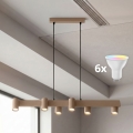 Brilagi - LED RGBW dimmbare Seilpendelleuchte SELE 6xGU10/6,5W/230V 2700-6500K beige + Fernbedienung