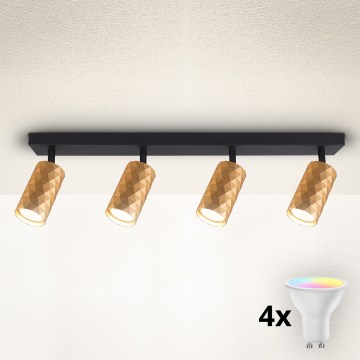 Brilagi - LED RGBW dimmbare Spotleuchte SELE DIAMANT 4xGU10/4,8W/230V 3000K goldfarben + Fernbedienung