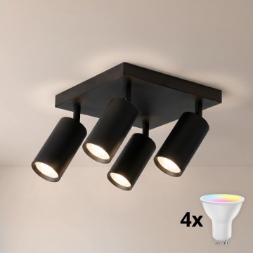Brilagi - LED RGBW dimmbarer Deckenspot SELE SQUARE 4xGU10/6,5W/230V 2700-6500K schwarz