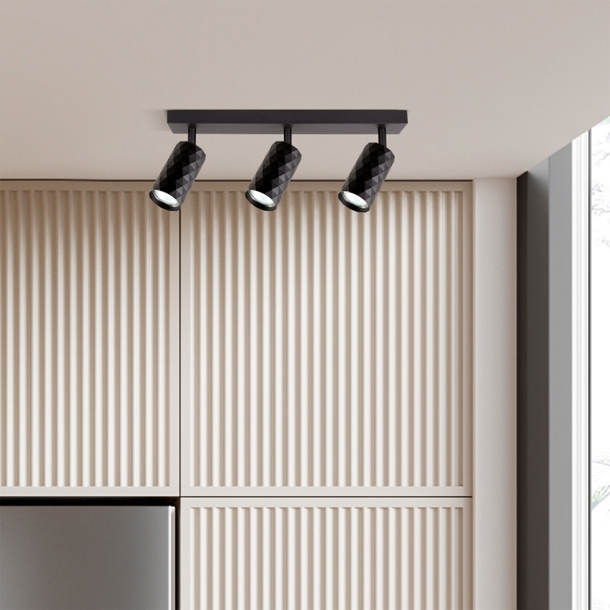 Brilagi - LED RGBW dimmbarer Einbaustrahler SELE DIAMANT 3x GU10/4,8W/230V 3000K schwarz + Fernbedienung