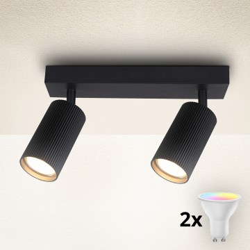 Brilagi - LED RGBW dimmbarer Einbaustrahler SELE MODERN 2xGU10/6W/230V 3000K schwarz + Fernbedienung