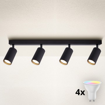 Brilagi - LED RGBW dimmbarer Einbaustrahler SELE MODERN 4xGU10/6W/230V 3000K schwarz + Fernbedienung